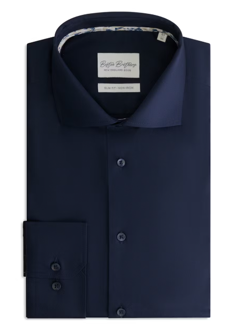 Boston Brothers Wide Spread Overhemd – Navy Twill – Maat 41 – Slim Fit – 100% Katoen
