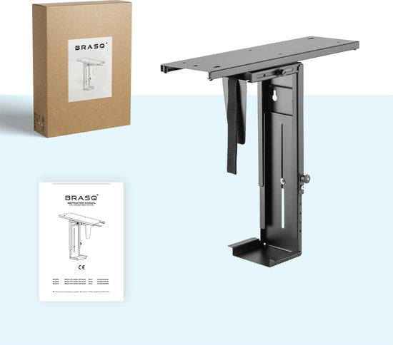 BRASQ Universele CPU Houder Zwart - Verstelbare CPU-standaard - Kabelmanagement - 360 graden draaibaar - Draagkracht 10 KG