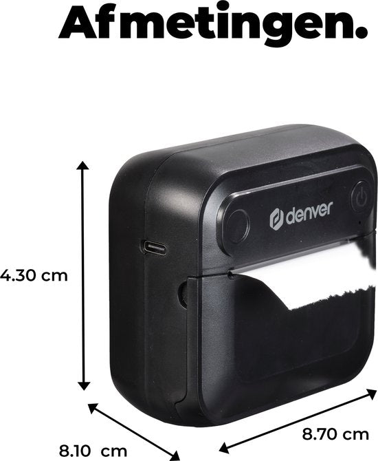 Denver Mini Pocket Printer - Sticker Printer - Thermisch Papier - Bluetooth - Mobiele Fotoprinter - MBP32B
