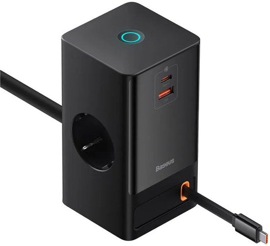 Baseus GaN 65W Fast Charge Laadstation met AC/USB-C/USB-A Zwart