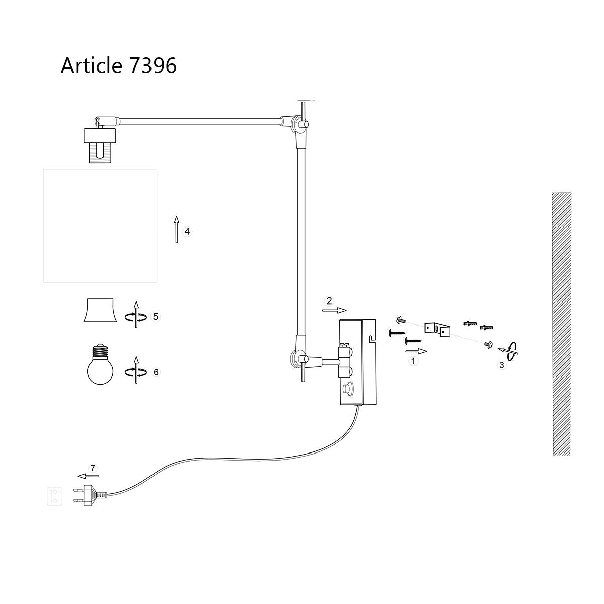 Steinhauer - Prestige Chic - wandlamp knik - zwart