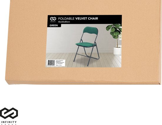 Infinity Goods Klapstoel - Vouwstoel - Fluweel - Eettafelstoel - Opklapbare Stoel - 43 x 47 x 80 CM - Stoel - Groen