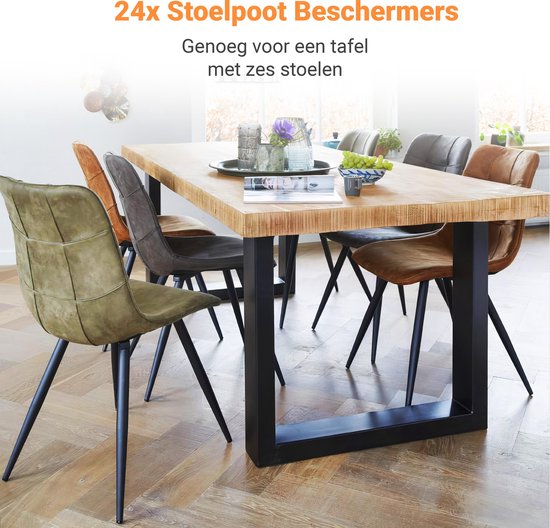 Volcan - Stoelpoot Doppen - 12-16mm - AntiKras Vilt - Stoelpootbeschermers - Stoelpoot Beschermers - Vloerbescherming - 24 Stuks - Rond - Zwart