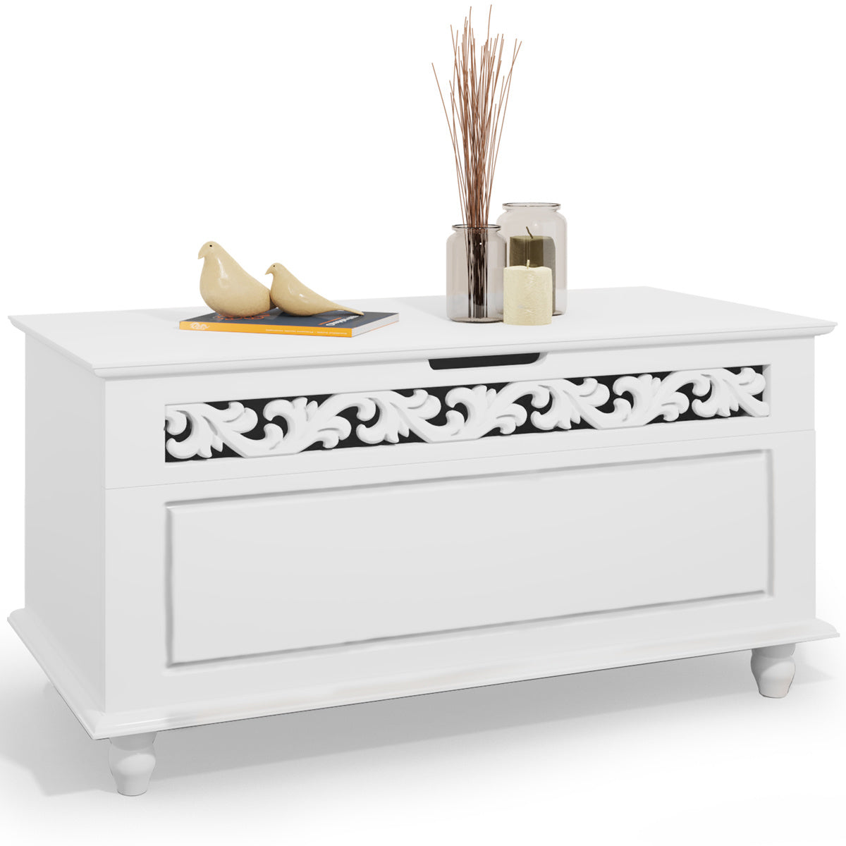 Casaria Houten Bijzetkast Opbergbox met scharnier deksel - 80 x 40 x 48cm - max. 100 kg draagvermogen