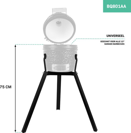 VONROC Kamado onderstel – Prettige werkhoogte van 75cm - Universeel voor 13 inch kamado barbecues