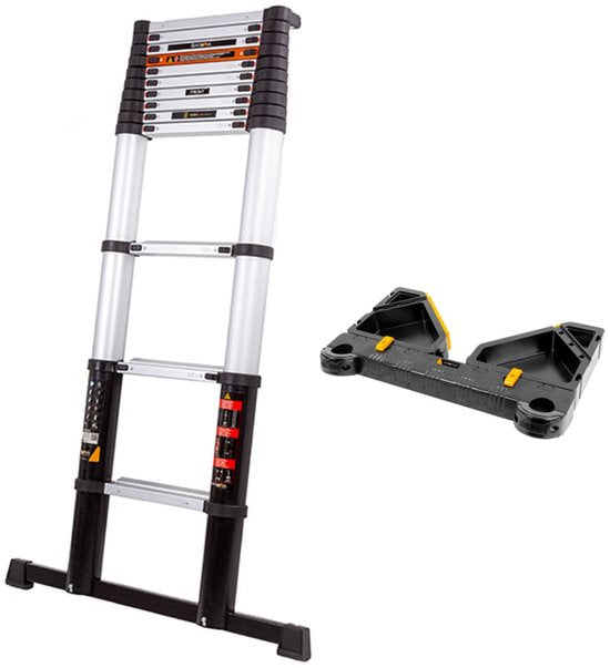 Batavia Telescoopladder 3,81m professional - Uitgeschoven lengte 381cm - Werkzame breedte 32cm - Antislip - Max. belasting 150kg - Werkhoogte 481cm - Giraffe Air® Pro