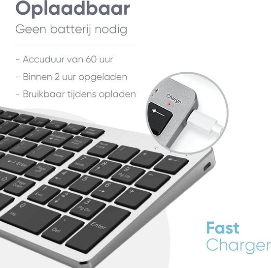 Trendfield Draadloos Toetsenbord - Bluetooth Keyboard - Stille Toetsen - Oplaadbaar - Qwerty - Space Grey
