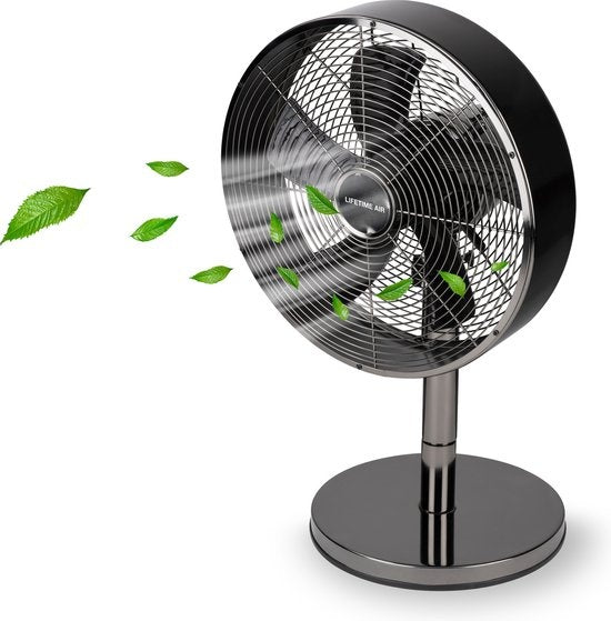 Lifetime Air Tafelventilator - 230V - Bureau Ventilator 30CM - 3 Snelheden - Oscillerende Functie - Kantelbaar - Zwart