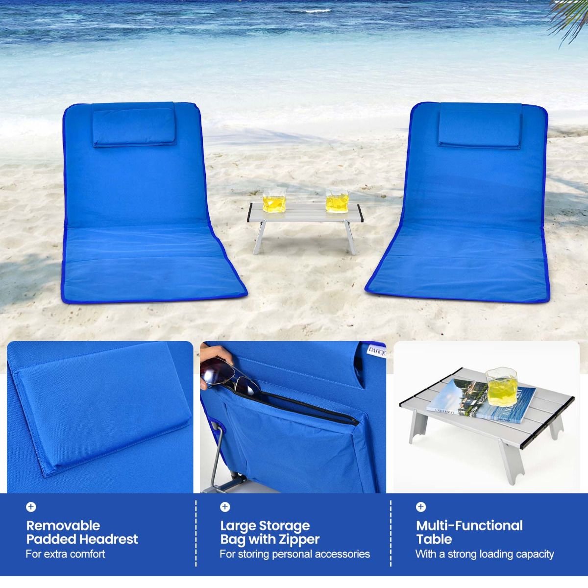 Coast Strandmatten - Set van 2 - Blauw - Opvouwbaar