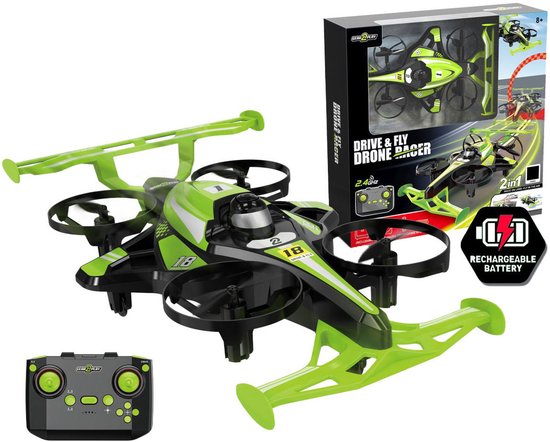Gear2Play Drive & Fly Drone Racer groen - 2-in-1 Drone die rijdt en vliegt - Incl. Stunt accessoires en oplaadbare batterij