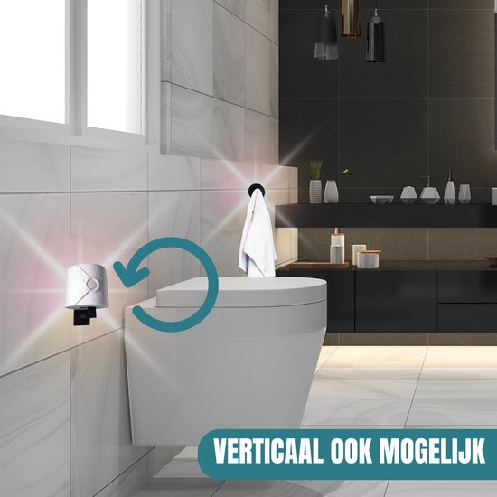 WC Rolhouder Inclusief Handdoekhaak - Toiletrolhouder - WC Papier Houder - WC Rol Houder RVS - Mat Zwart - Inclusief Montageset - Coopley