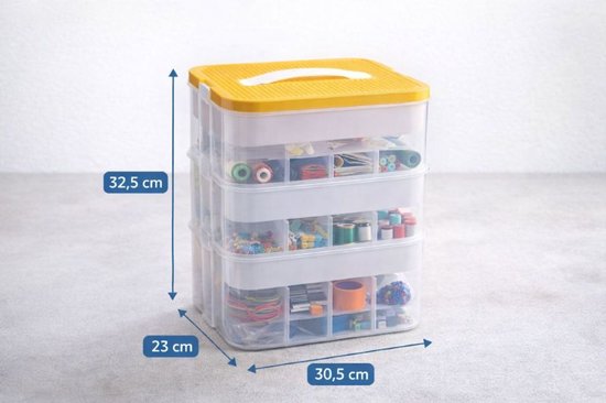 Ceruzo Speelgoed Opbergbox – 3 lagen – Transparant – Stapelbaar – Organizer- Inzetbakken