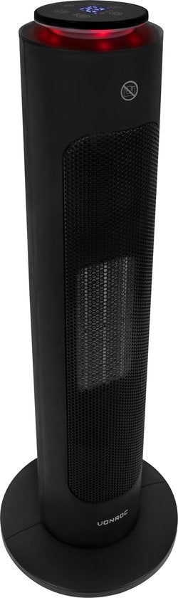 VONROC Luxe elektrische kachel - ventilatorkachel - 1300W/2000W - bediening zowel met App (via Wifi) als handmatig - torenmodel - keramisch - AUTO Modus - zwenkfunctie - thermostaat en timer - 20m2 - Incl. afstandsbediening