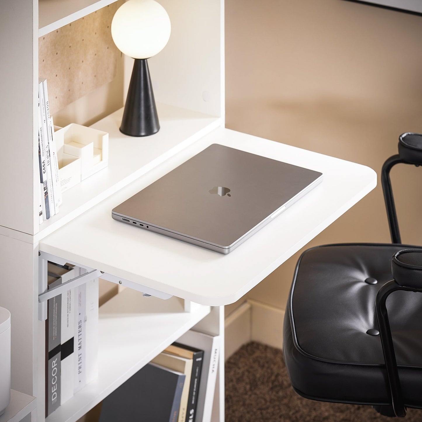 SoBuy FWT92-H-W Inklapbare Schrijftafel en Computertafel met 5 Planken - 64 x 145 x 58 cm - Wit