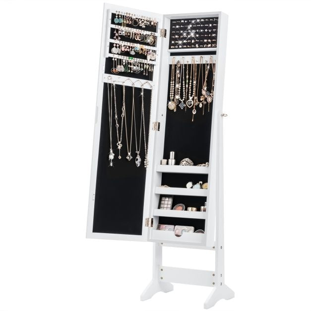 Coast 2-in-1 Sieradenkast Met Spiegel - Kantelbaar - 35 x 30 x 144 cm - Wit