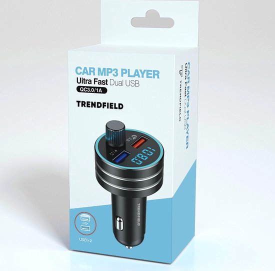 Trendfield FM Transmitter Bluetooth 5.0 - Carkit USB 3.0 Snelladen - Auto Accessoires - Beluister Draadloos Muziek via Spotify of Youtube
