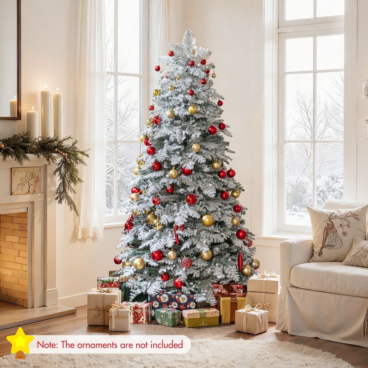 Coast Kunstkerstboom 180 cm Groen/Wit - Besneeuwd met 260 LED Lampjes - Opvouwbaar & Voorgemonteerd
