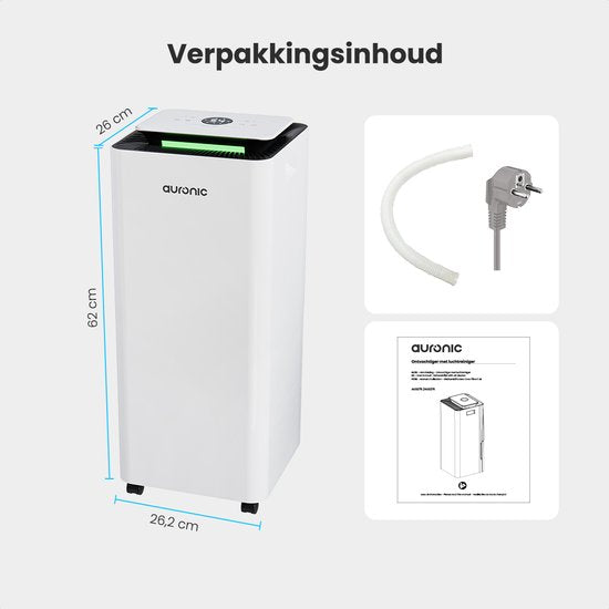 Auronic Luchtontvochtiger en Luchtreiniger - Pro Series - 20L per dag - Was-droog functie - Slaapkamer, Badkamer en Woonkamer - Wit
