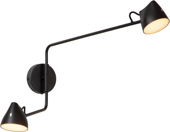 Lucide MILNE - Wandlamp - LED Dimbaar - 2x8W 2700K - Zwart