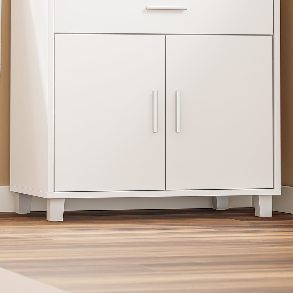 SoBuy Keukenwagen met 4-in-1 Stopcontacten - Wielen en Poten - Wit - 61,5 x 40 x 92 cm