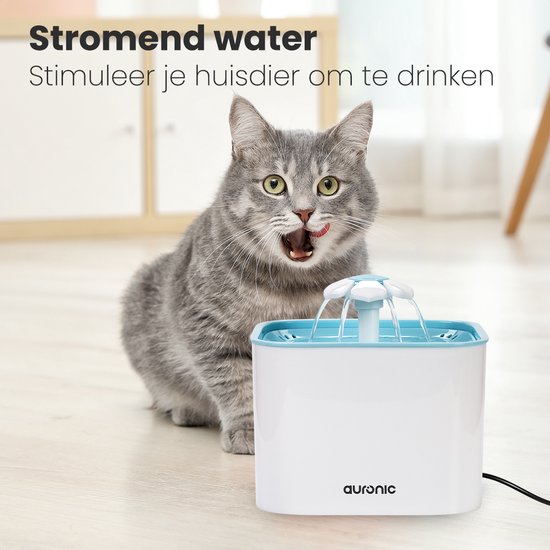 Auronic Drinkfontein - Waterfontein voor Hond en Kat - 2L - Dieren Drinkbak - Incl. 4 Filters - Wit