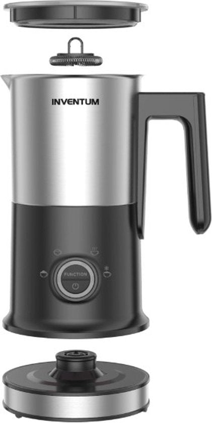 Inventum MK352S - Elektrische melkopschuimer - 115/240 ml - Warm/koud opschuimen - Verwarmen - PFAS vrij - Antikleeflaag - Zwart/RVS
