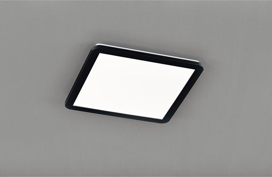Trio leuchten - LED Plafondlamp - 22W - Warm Wit 3000K - Spatwaterdicht IP44 - Dimbaar - Vierkant - Zwart - Kunststof