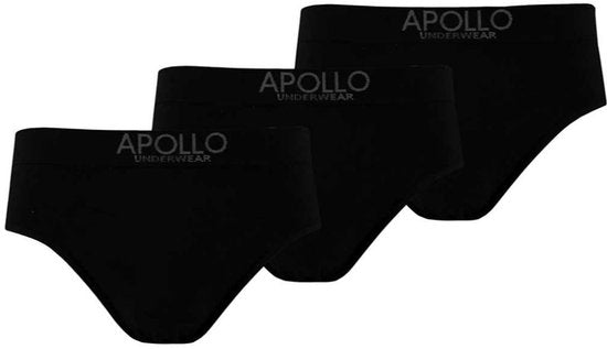 Apollo Ondergoed Seamless Heren Katoen Zwart 3 Stuks Maat M