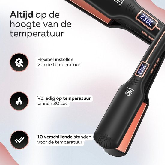 Beeperfect® Stijltang Pro Straight - Stijlen & Krullen - Stijltangen - Hair Straightener - 80℃ t/m 230℃ - Incl. Hittemat