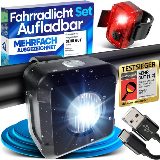 Nextcover Fietslicht Voor en Achter | Fiets Licht USB-C Oplaadbaar & IPX4 Waterdicht | Fietsverlichting Set met 6 Uur Accuduur | Voorlicht en Achterlicht | Fietslamp LED Wit en Rood | Fietslampjes voor alle Fietsjes | Fiets Lamp