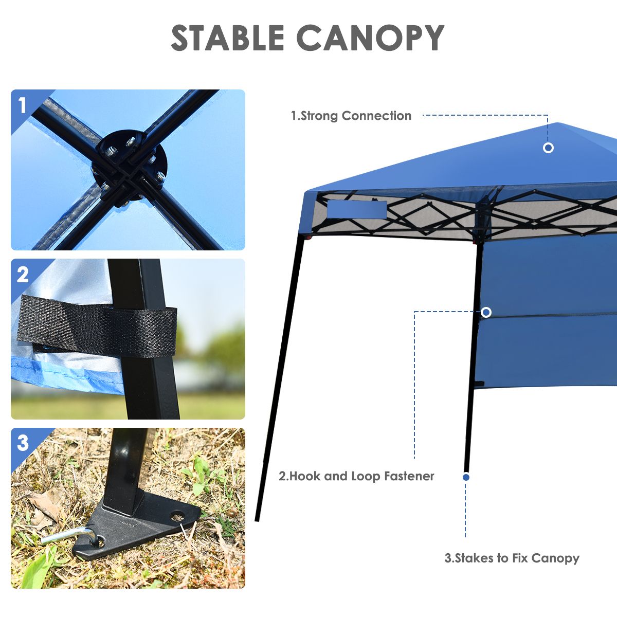 Coast Gazebo Partytent - Paviljoen - Opvouwbaar - 1 Zijwand - Waterdicht - Met Draagtas - 181 x 181 x 210 cm - Blauw