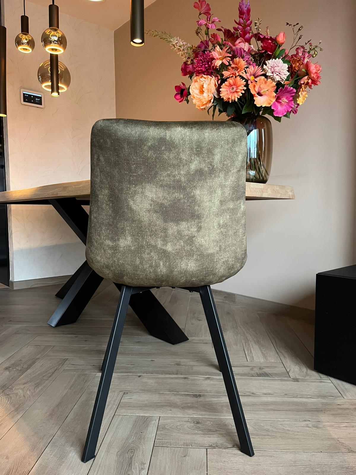 Meubel31 Riva Eetkamerstoelen – Duopack – Luxe Velvet – Metaal Frame – Groen