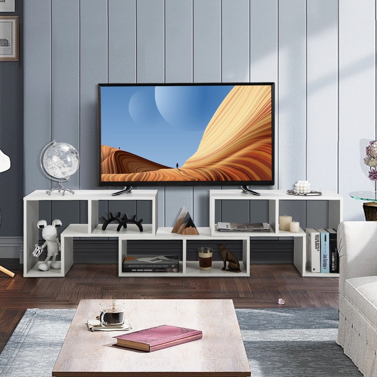 Coast 3-Delige Televisiekast - Hout - Voor TV tot 65'' - 134-180 x 30 x 43 cm - Wit