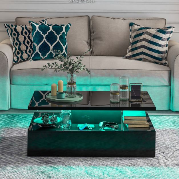 Coast - Salontafel met led verlichting - 110 x 60 x 40cm - Zwart