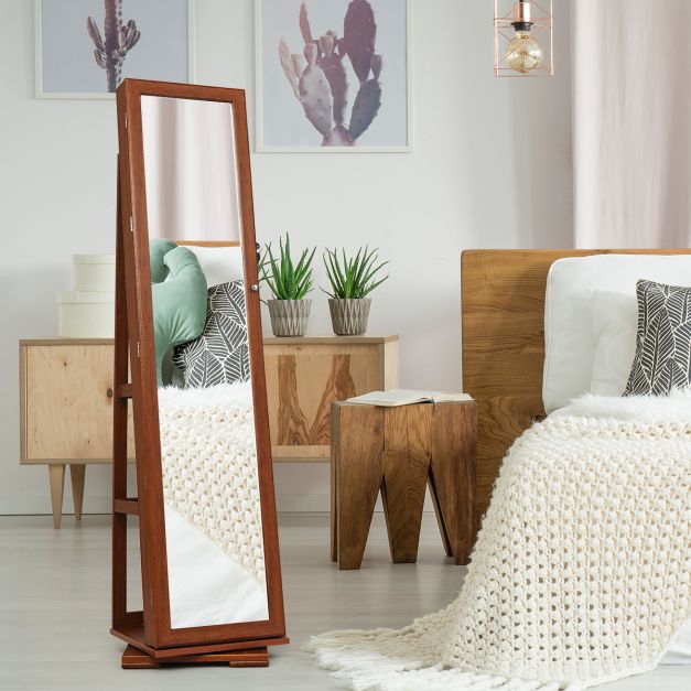 Coast 2 in 1 sieradenkast en geleiderplank met volledige lichaamsniveau 39 x 39 x 161 cm bruin