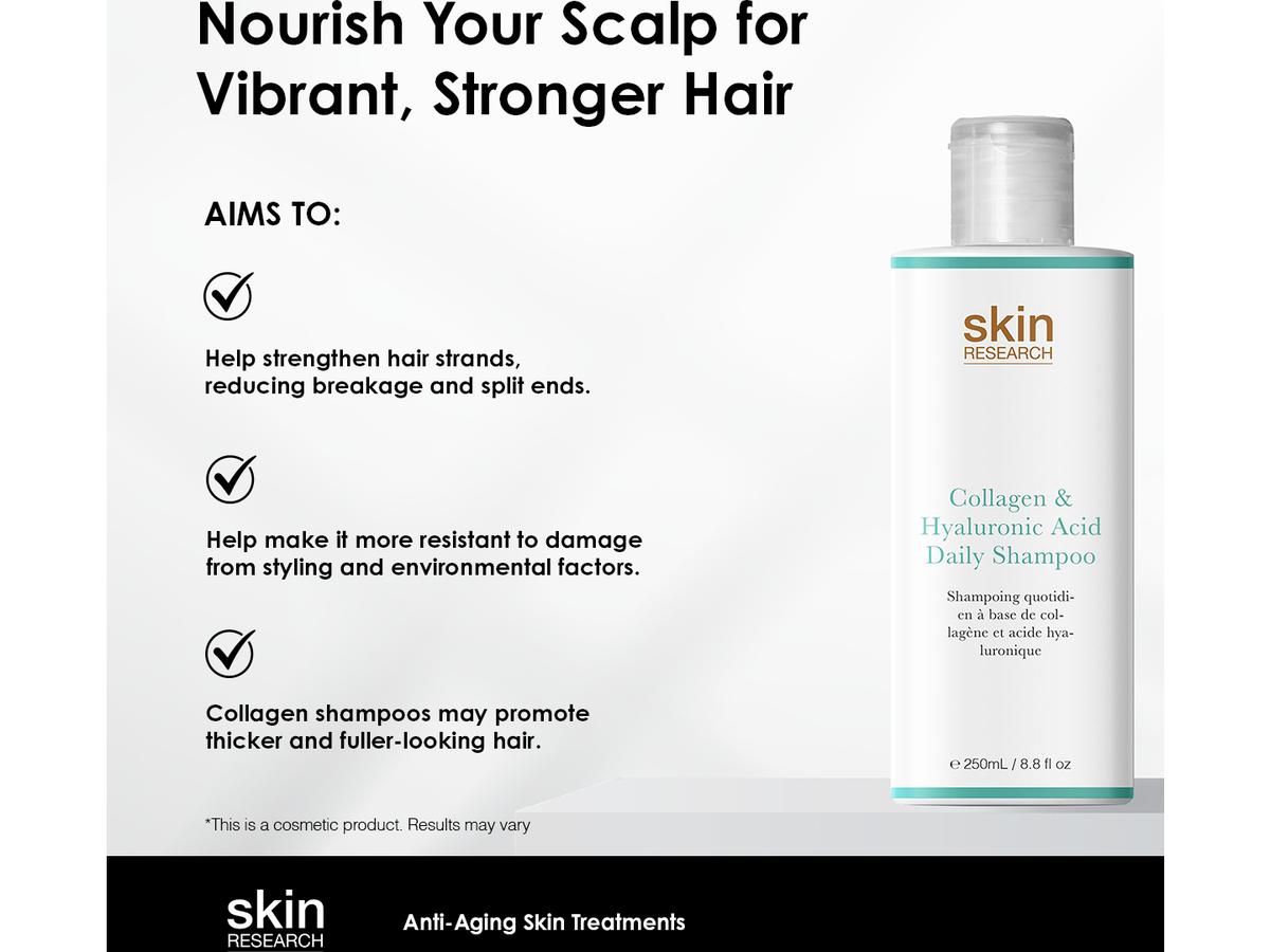 Skin Research Daily Shampoo - Collageen en Hyaluronzuur - 250 ml - Transparant