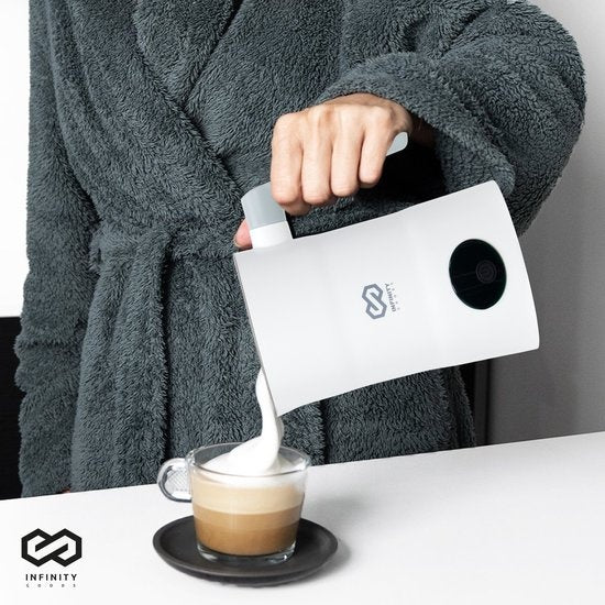 Infinity Goods 4-in-1 Elektrische Melkopschuimer - 350 ml - Opschuimen en verwarmen - Cappuccino - Vaatwasserbestendig - Wit