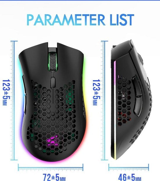 ZIYOU LANG X3 Draadloze Gaming Muis - RGB Honeycomb Gaming Muis - Gaming Muis - Zwart