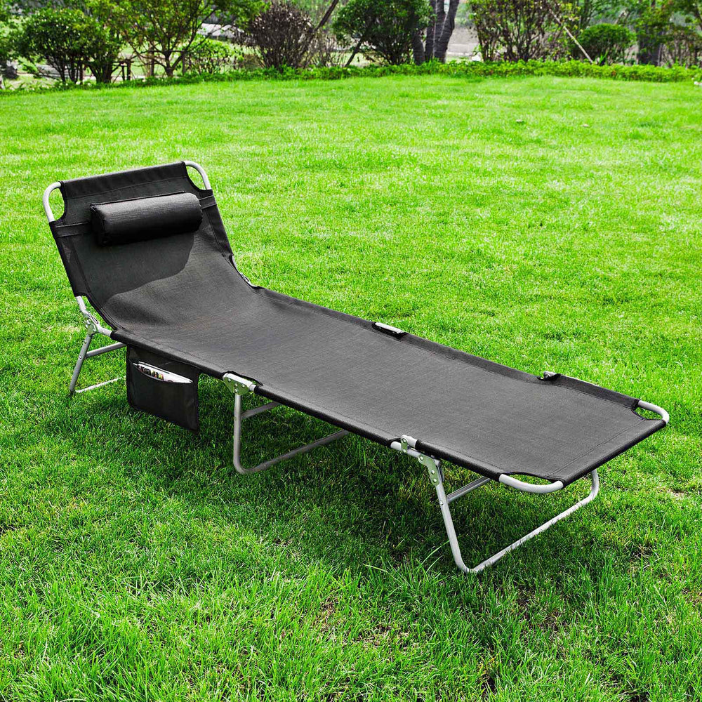 SoBuy Ligbed Set Van 2 - Opvouwbaar - Zwart - 195x29x62cm