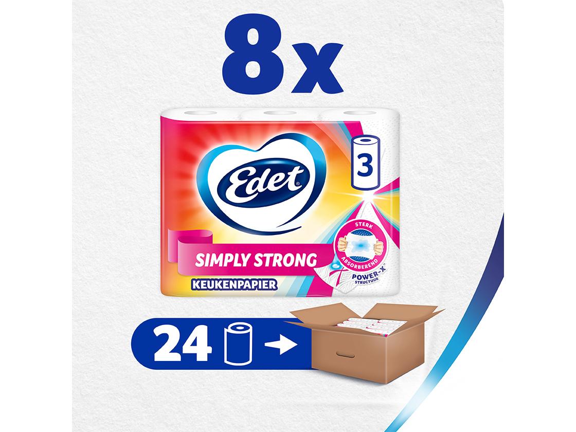 Edet Simply Strong Keukenpapierrol - 3-laags - 24 rollen - Wit