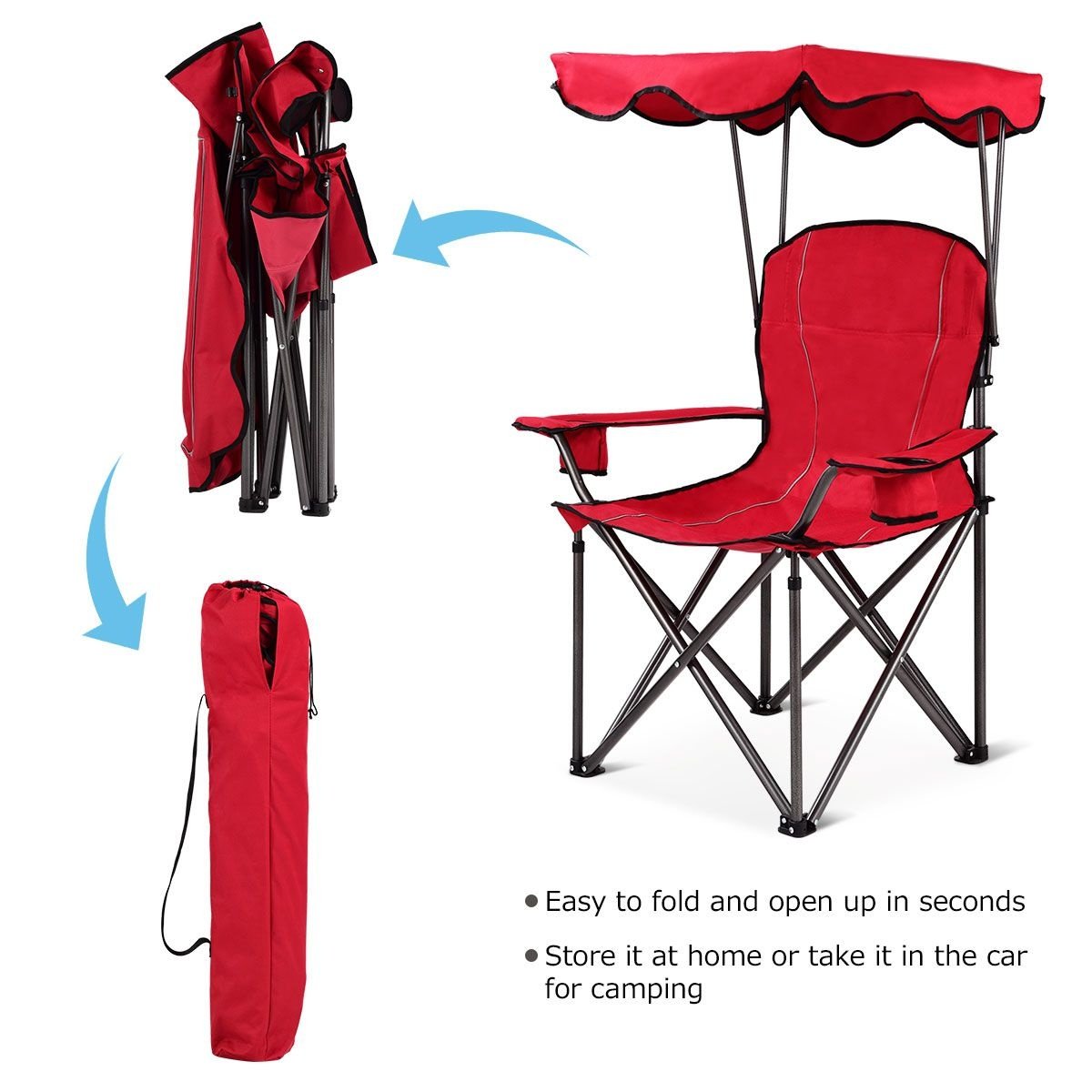 Coast Visstoel - Camping Stoel - Met Bekerhouder - Opvouwbaar - Rood