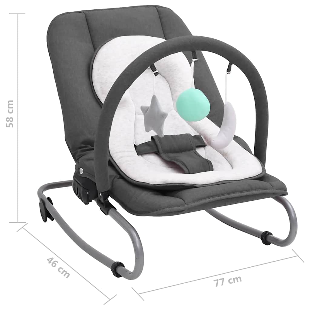 VidaXL Babyschommel - Met Veiligheidsgordel - Antraciet - 77 x 46 x 58 cm