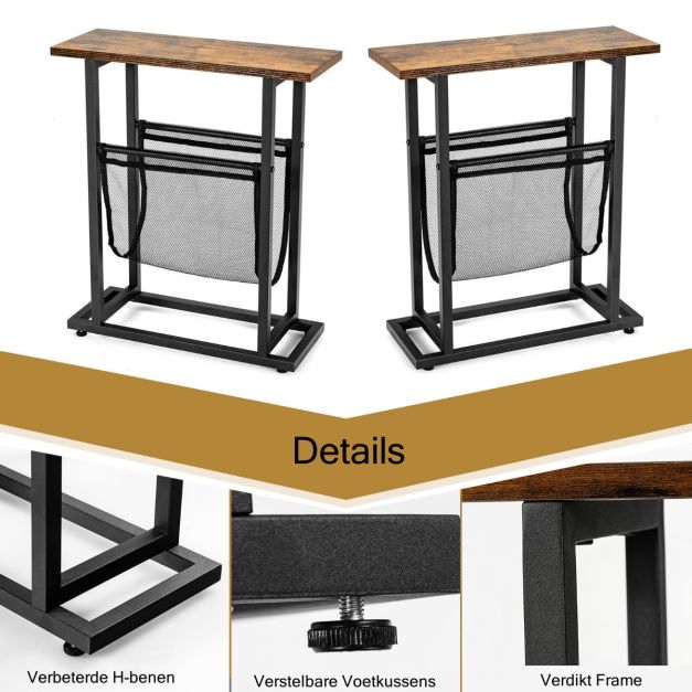 Coast Industrial Side Table 2-fasen smal zachter 48 x 18 x 54,5 cm bruin - zwart