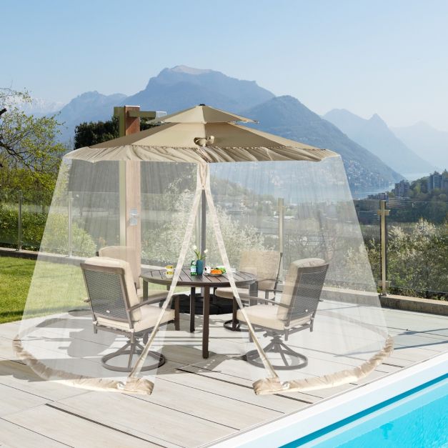 Coast Parasol Muggennet – Insectennet met 2 Deuren en Dubbele Rits 12,5 x 2,3 m – Beige