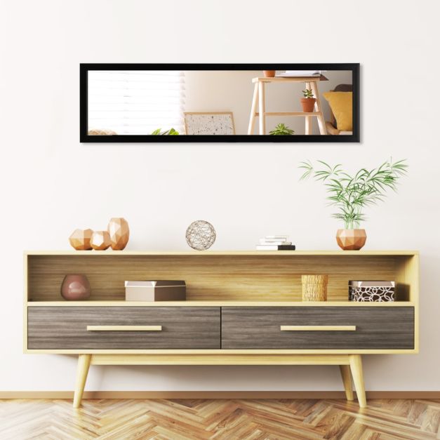 Coast Wandspiegel - 120 x 33 cm - Met Ophanghaken - Zwart