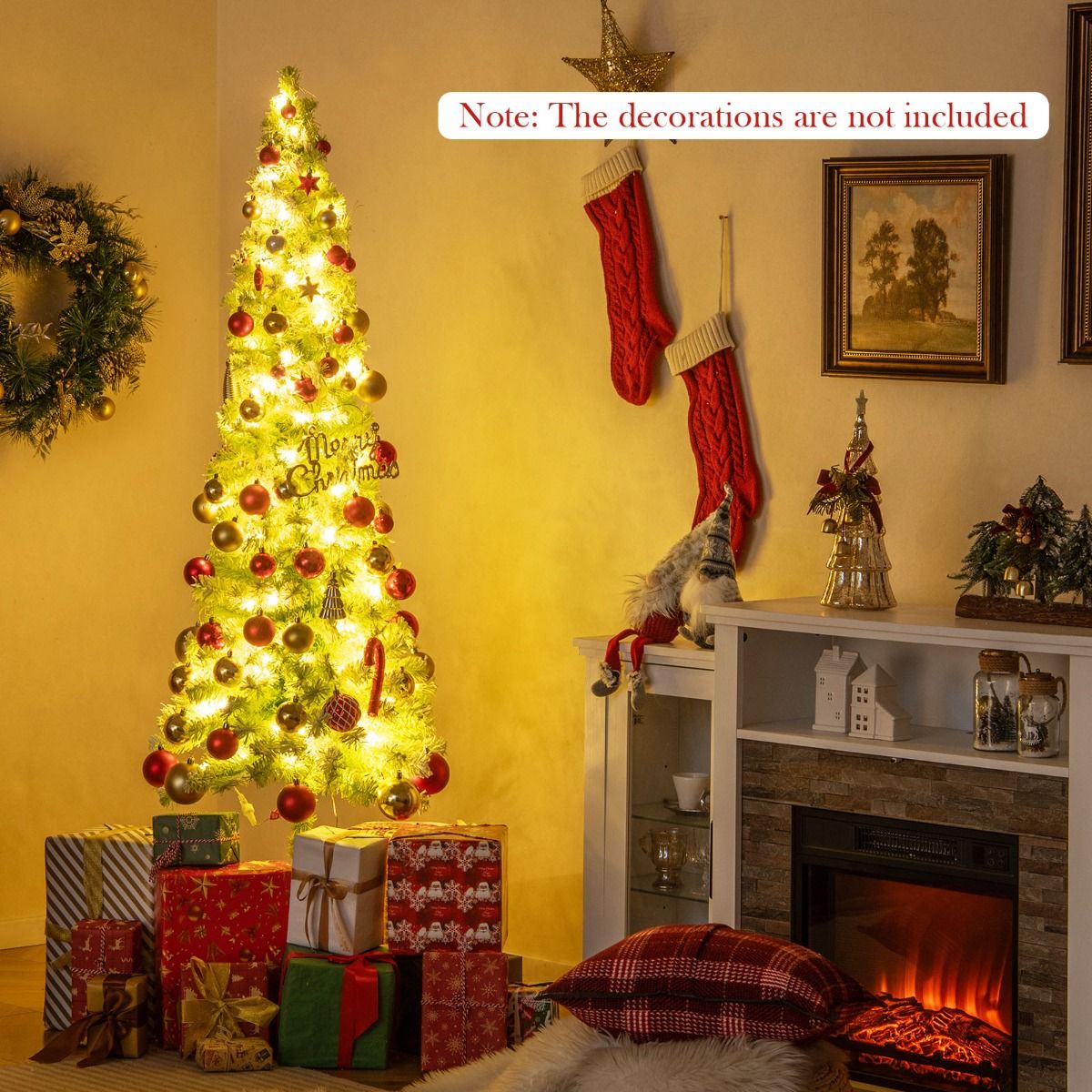 Coast – Kunstkerstboom Met Verlichting En Sneeuw – 50 x 180 cm – Voorzien Van Buigbare Top En 120 Warmwitte LED-Lampen En 8 Lichtmodi – Voor Kerstmis En Winterthema – Groen Sneeuw PVC En Metaal