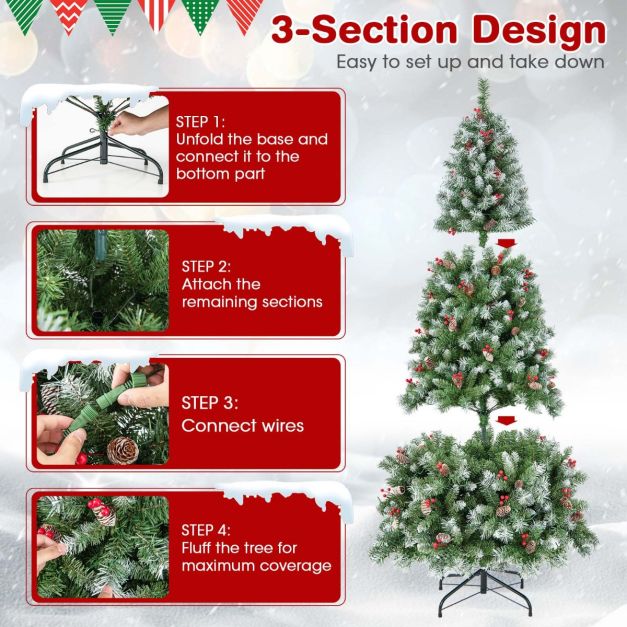 Cost - Kunstkerstboom met Verlichting - 420 Ledlampen - Wit/Groen - 195x106 cm