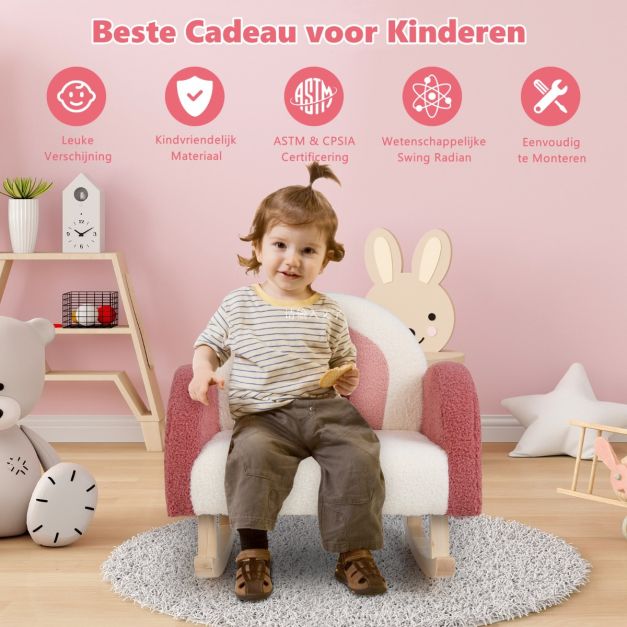 Coast Children's Swing Chair Teddy Plush fauteuil met een schommelpoten gemaakt van Poplar Wood