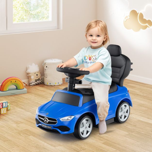 Coast Mercedes-Benz Duwauto 3-in-1 – 84 × 39 × 90 cm – Loopauto met Duwstang, Kap, Geluid en Opbergruimte