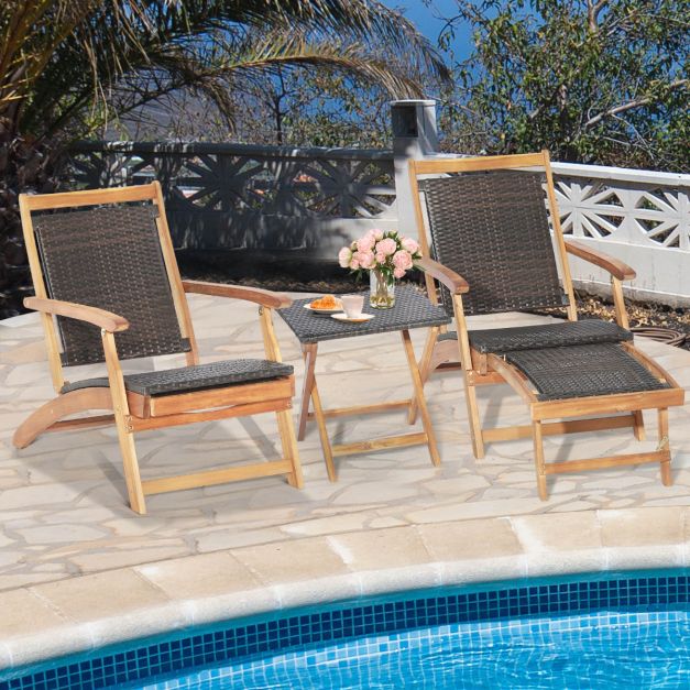Coast Tuinmeubelset – 2-Delig – Stoel met Uitschuifbare Voetsteun & Bijzettafel – Acaciahout – Bruin